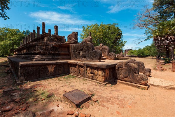 Audience Hall of King Parakramabahu ruins in Royal Palace group in ancient city Pollonaruwa