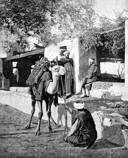 Camel driver in front of departure for the journey through the Libyan Desert