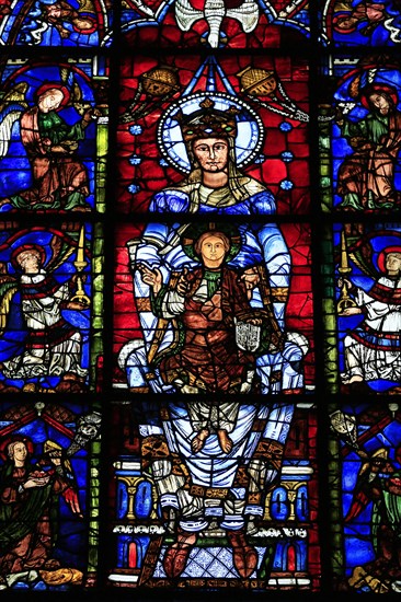 Leaded glass window in Notre Dame Cathedral of Chartres