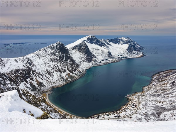 View over headland with Husafjellet and the Steinfjord