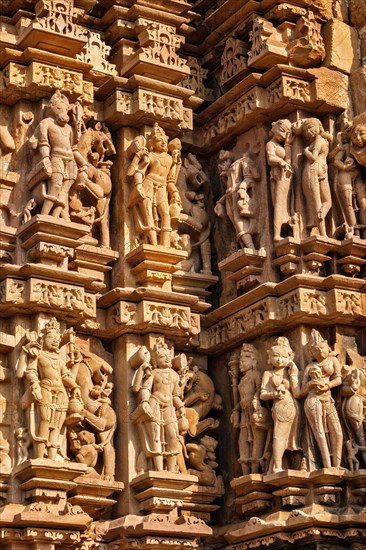 Stone carving bas relief sculptures on Vaman Temple