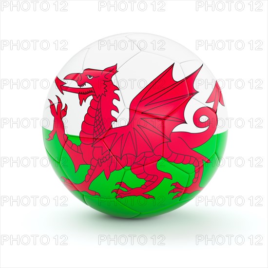 Wales soccer football ball with Welsh flag isolated on white background