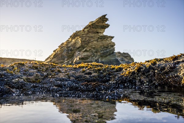 Beautiful landscape and seascape with rock formation in Samoqueira Beach