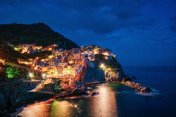 Manarola village popular european italian tourist destination in Cinque Terre National Park UNESCO World Heritage Site