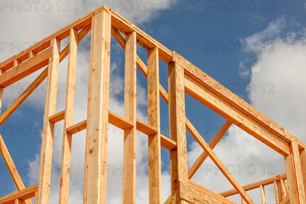 Wood home framing abstract at construction site