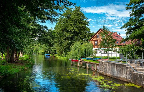 Lock at the old Dobkow Mill in the Spreewald