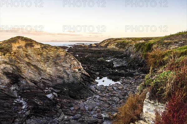 Beautiful landscape and seascape with rock formation in Samoqueira Beach