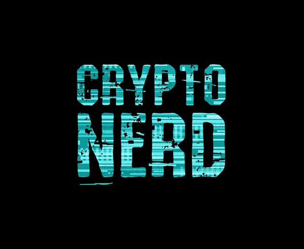 Crypto Nerd text art design for printing. Trendy typography illustration