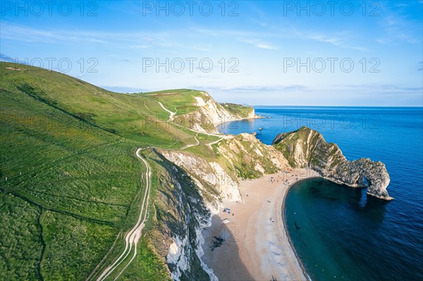 White Cliffs over Jurassic Coast and Durdle Door