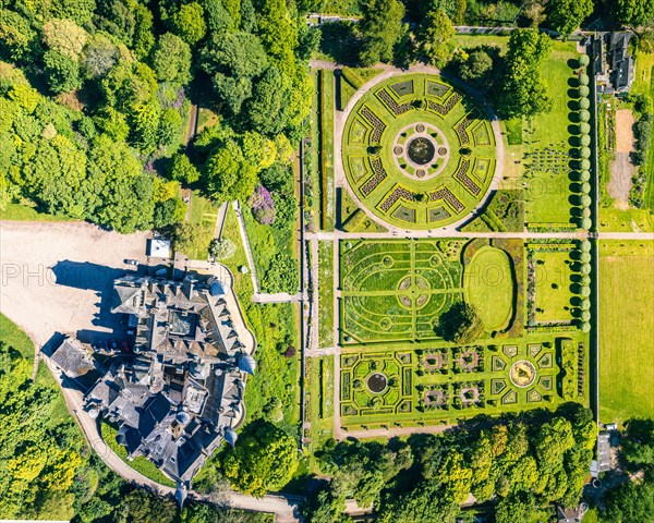 Dunrobin Castle and Gardens from a drone