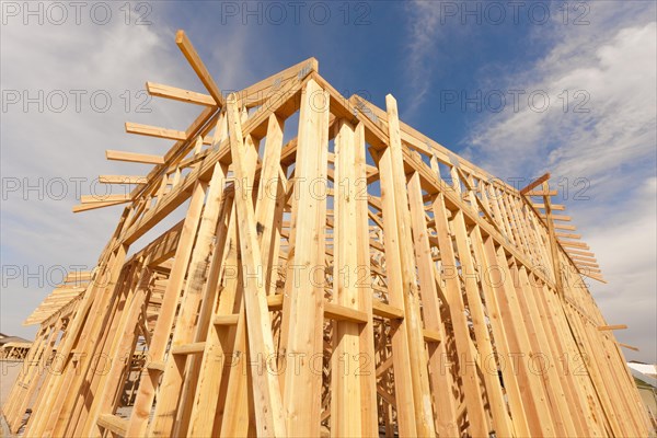 New construction wood home framing abstract