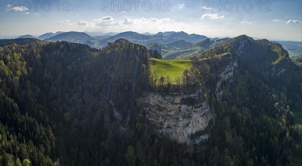 Clearing and escarpment at the Geissflue