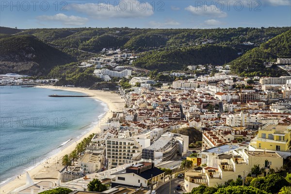 Beautiful cityscape of Sesimbra by Atlantic Ocean