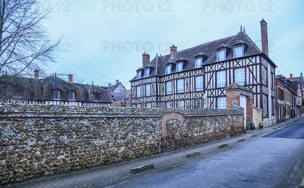 Half-timbered houses in the old town of Verneuil d'Avre et d'Iton