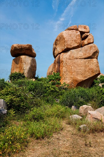 Giant stone boulders in Hampi