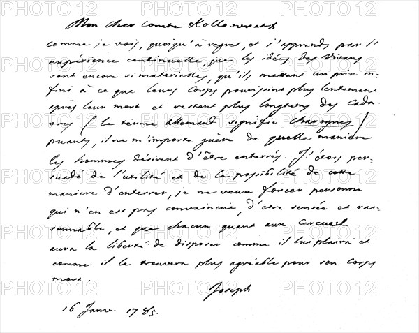 Letter from Joseph II