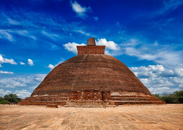 Sri Lankan tourist landmark Jetavaranama dagoba Buddhist stupa in ancient city Anuradhapura