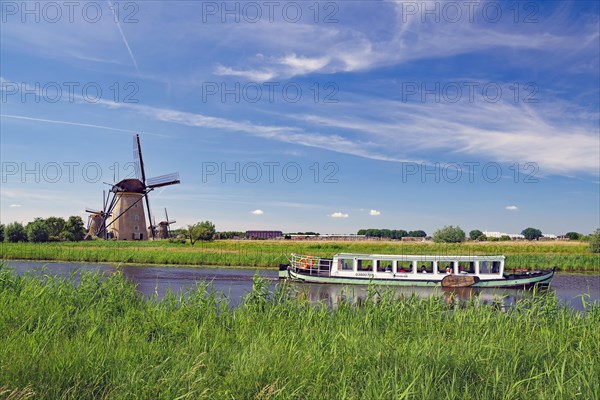 Historic windmills on a canal