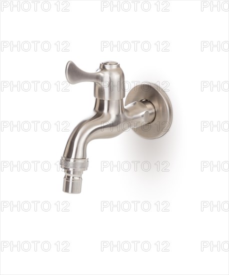 Custom stainless steel faucet isolated on a white background
