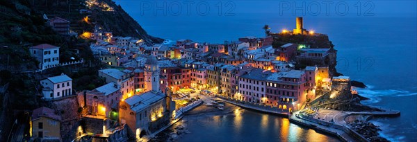 View of Vernazza village popular tourist destination in Cinque Terre National Park a UNESCO World Heritage Site