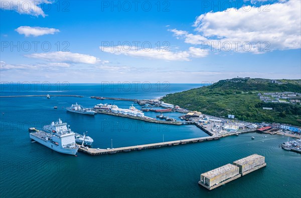 Portland Harbour and Cruise Ship Dock from a drone