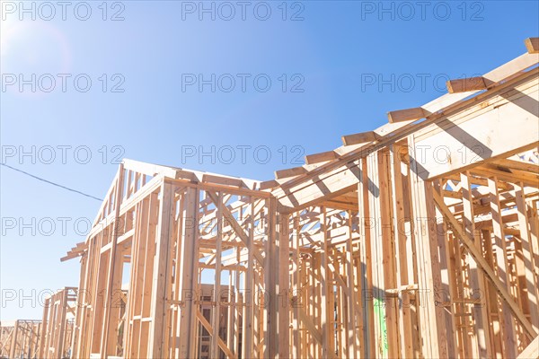 Wood home framing abstract at construction site