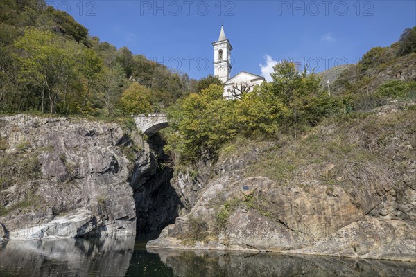 The Orrido of Saint Anna Church over the Cannobino River