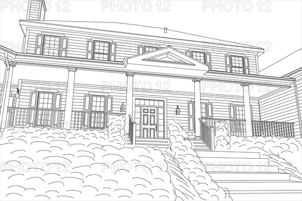 Beautiful custom house drawing on a white background