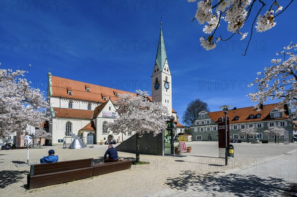 St. Mang Kirche mit Mandelbaeumen