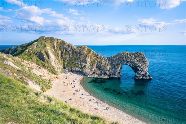 White Cliffs over Jurassic Coast and Durdle Door