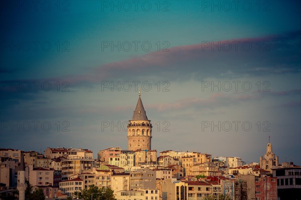 View of the Galata Tower from ancient times in Istanbul