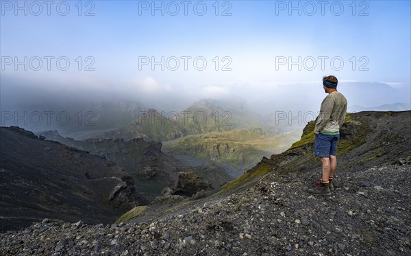 Hiker looks into the distance