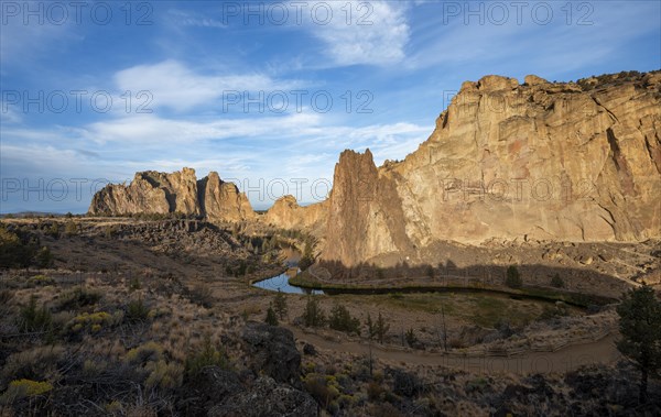 Red rock walls in the morning sun