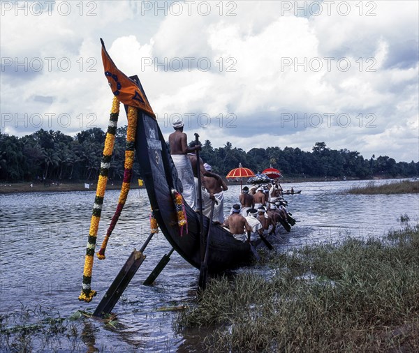 The Amaram tail part of Snake boat studded with golden orbs and fringes