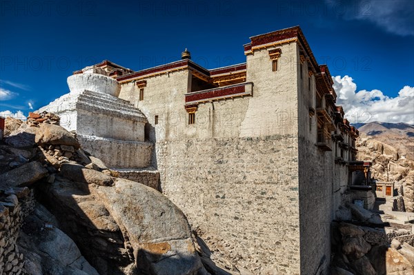 Shey palace and whitewashed chorten in Ladakh