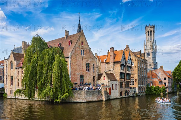 Famous view of Bruges tourist landmark attraction