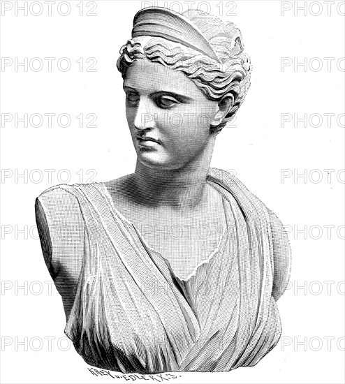 Die antike Marmorstatue der Artemis