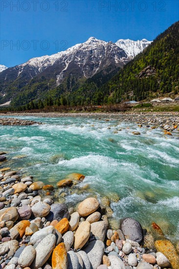 Baspa river in Himalayas mountains. Sangla Valley