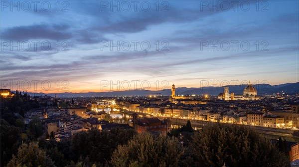 View of Florence after sunset from Piazzale Michelangelo