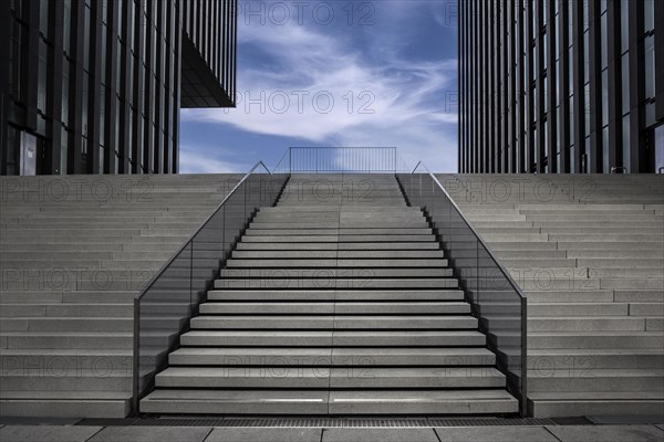 Stairs at the Hotel Hyatt Regency Duesseldorf at the Hafenspitze in the Media Harbour