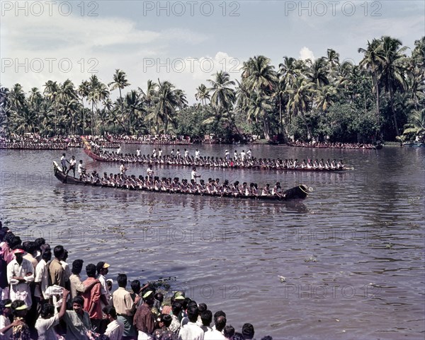 The racing snake boats in Alappuzha or Alleppey