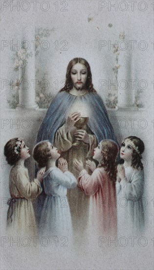 Jesus with the chalice surrounded by children