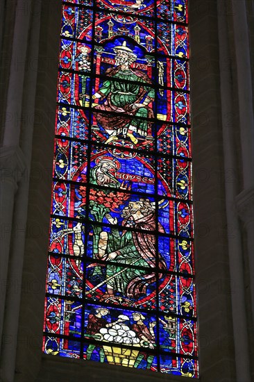 Leaded glass window in Notre Dame Cathedral of Chartres