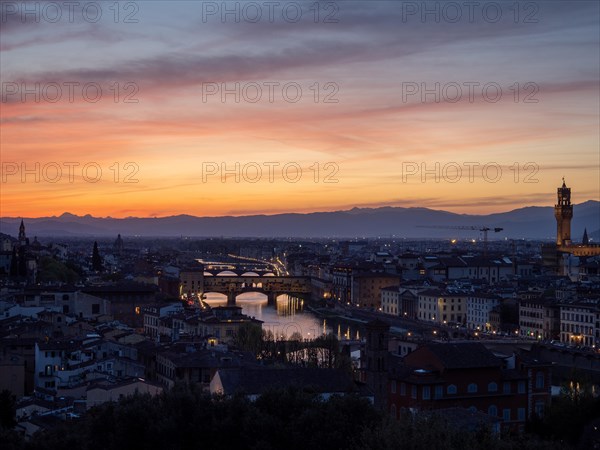 View of Florence after sunset from Piazzale Michelangelo