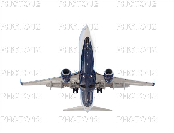 Bottom of passenger airplane isolated on a white background