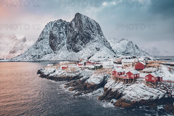 Famous tourist attraction Hamnoy fishing village on Lofoten Islands