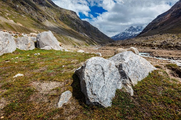 Rocks in Lahaul Valley in indian Himalayas