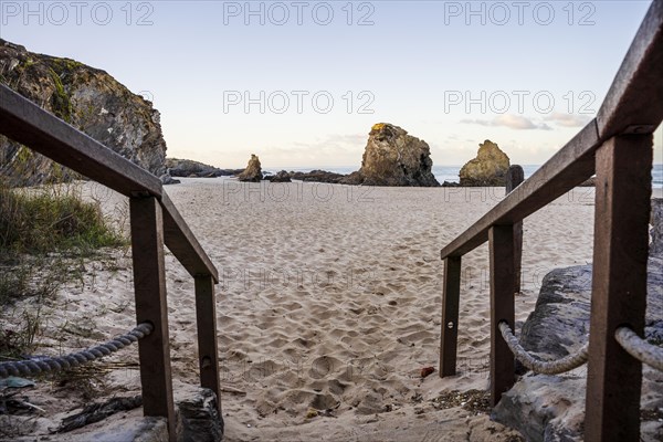 Beautiful landscape and seascape with rock formation in Samoqueira Beach
