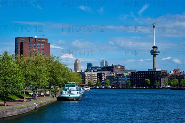 View of Rotterdam cityscape with Euromast observation tower