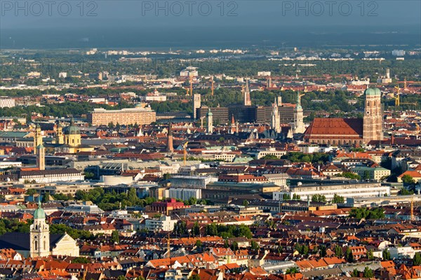Aerial view of Munich center from Olympiaturm